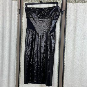 Women's Evening Cocktail_BCBG MaxAzria_Black Sequin Strapless_Dress, Size XS